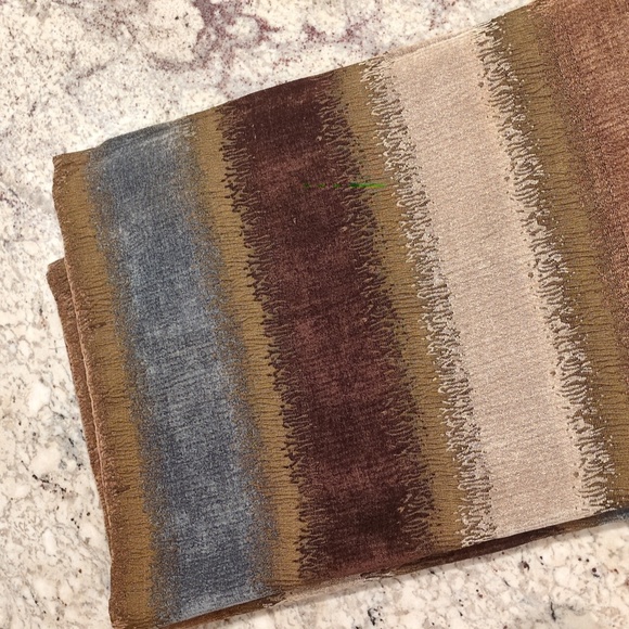 B. Smith Neutral Earth Tones Brown Beige Dusty Blue Texture Woven Shower Curtain - Picture 4 of 10